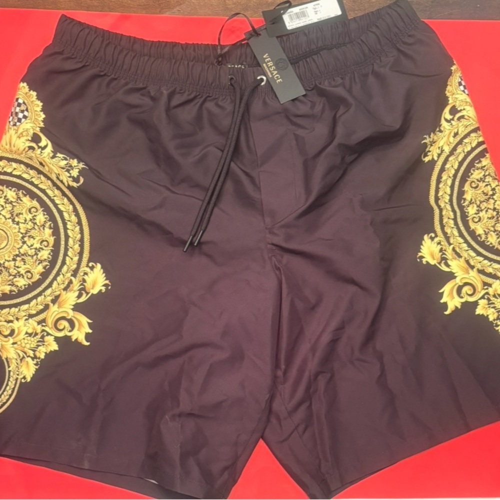 Authentic Versace Ornate Black and Gold Design swimsuit
